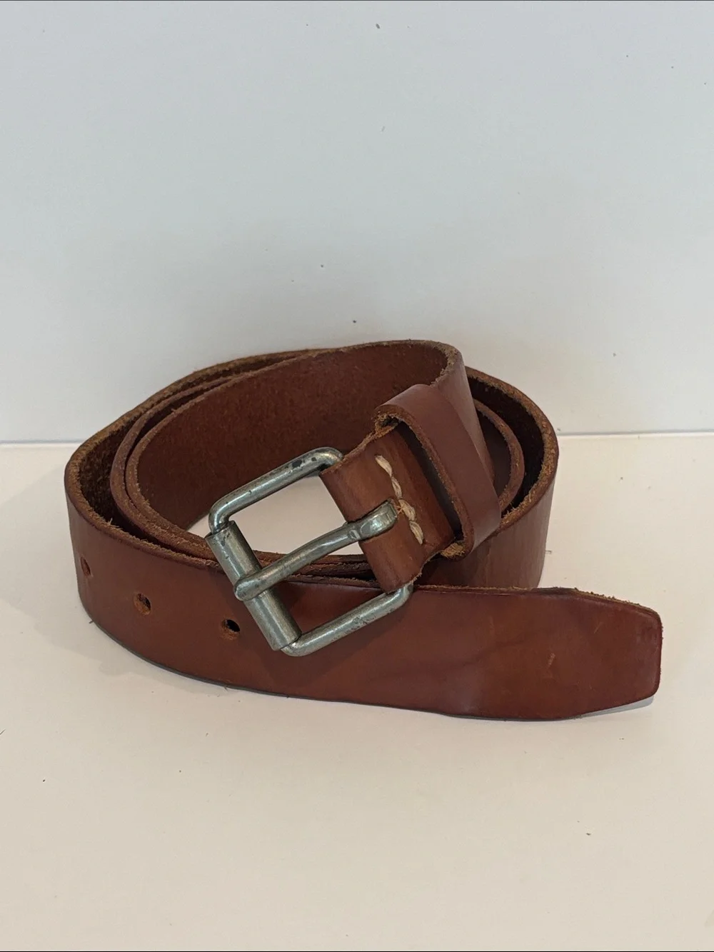 J.Crew Classic Brown Leather Jeans Belt- 44” Length